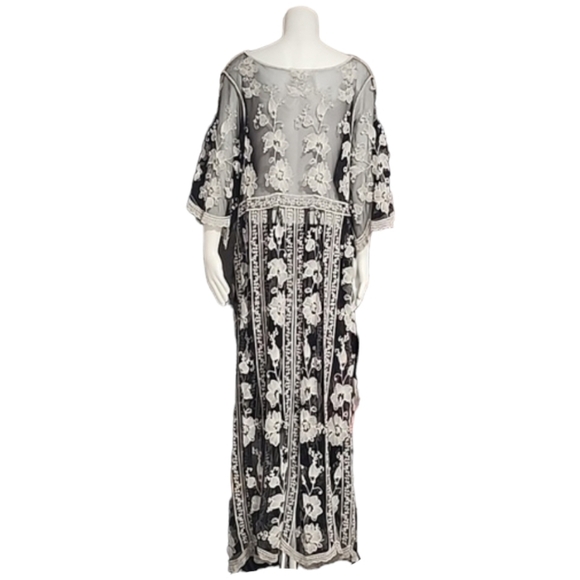 ASHA Gypsy Boho Embroidered Duster L M S Robe Maxi Dress Swim Cover Up Kimono - Picture 7 of 14